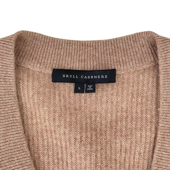 Skull Cashmere Ribbed V-Neck Sleeveless Knit Sweater Size L - Picture 3 of 8